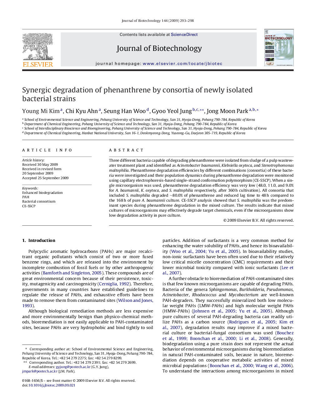 Synergic degradation of phenanthrene by consortia of newly isolated bacterial strains