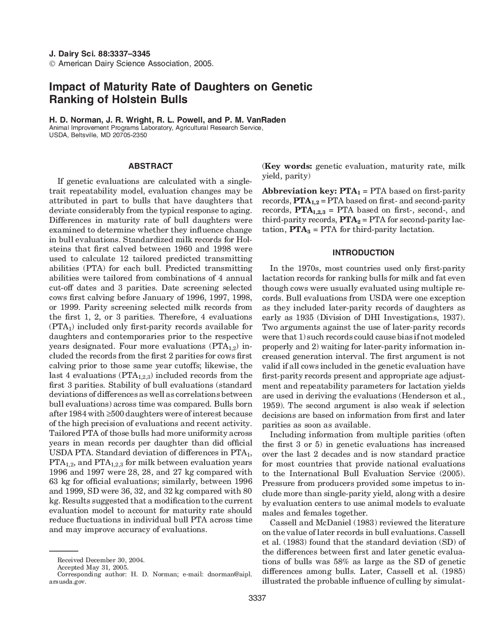 Impact of Maturity Rate of Daughters on Genetic Ranking of Holstein Bulls