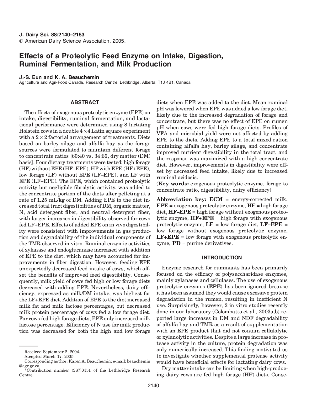 Effects of a Proteolytic Feed Enzyme on Intake, Digestion, Ruminal Fermentation, and Milk Production