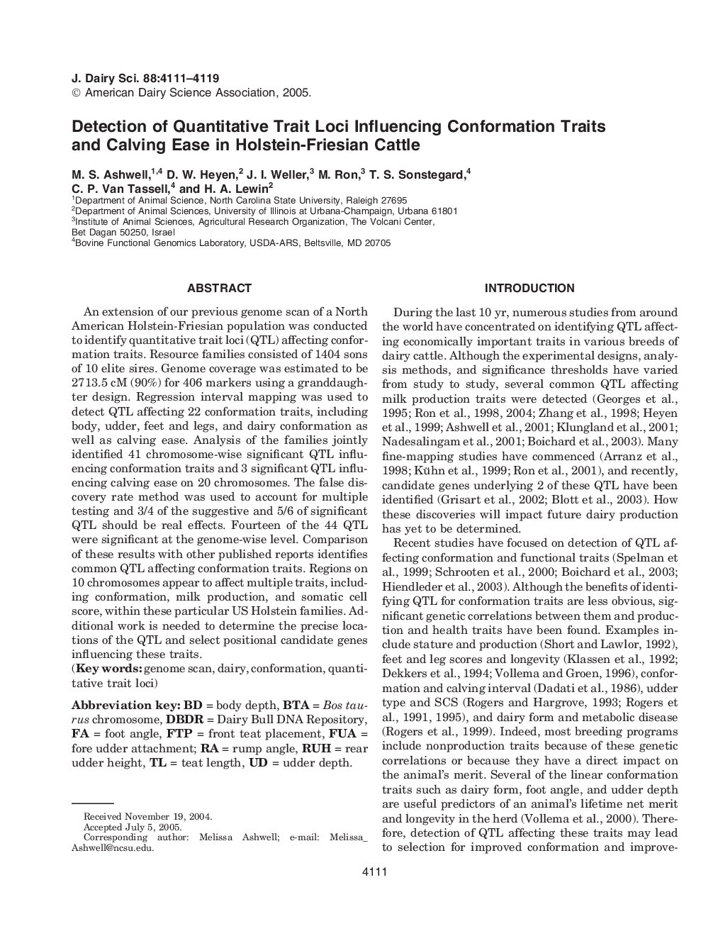 Detection of Quantitative Trait Loci Influencing Conformation Traits and Calving Ease in Holstein-Friesian Cattle