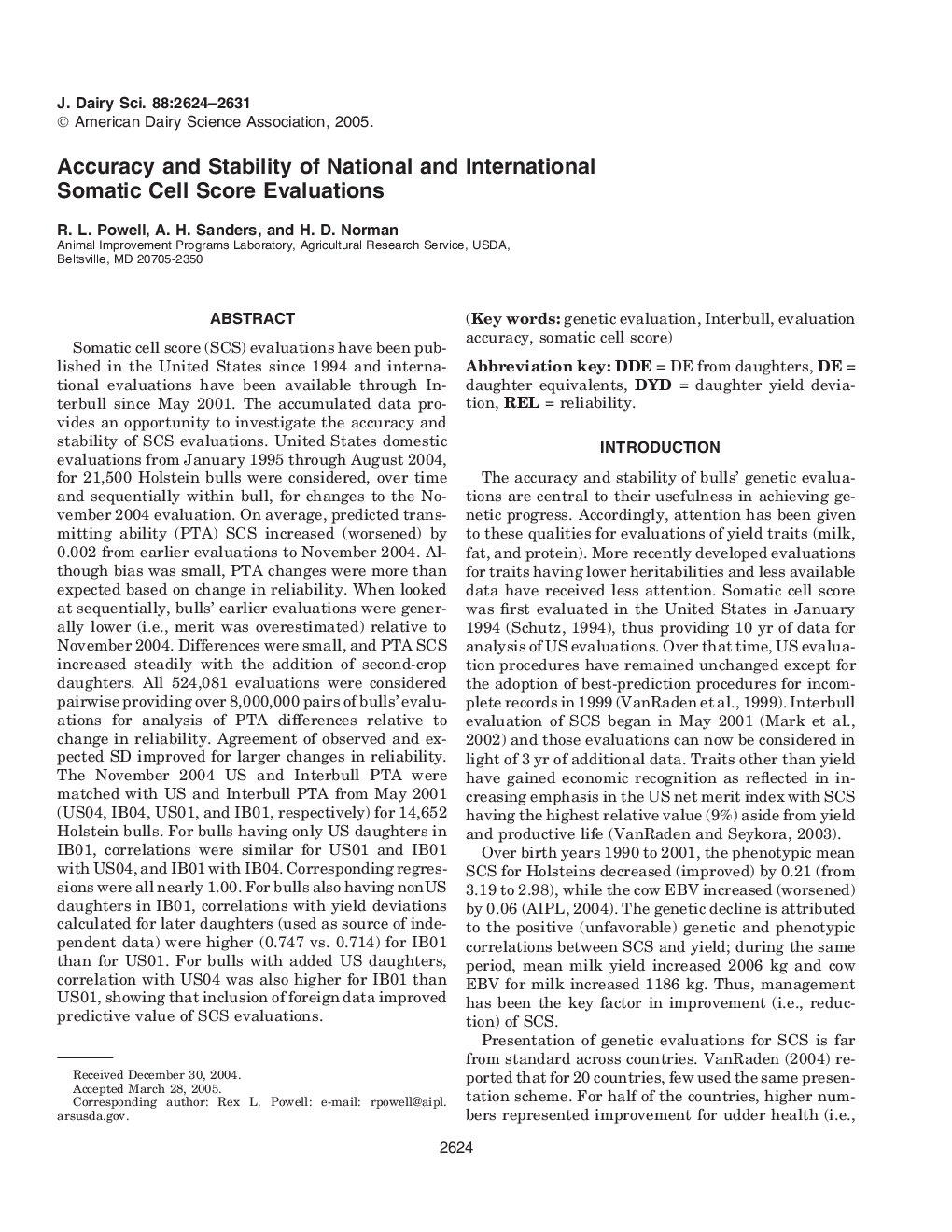 Accuracy and Stability of National and International Somatic Cell Score Evaluations