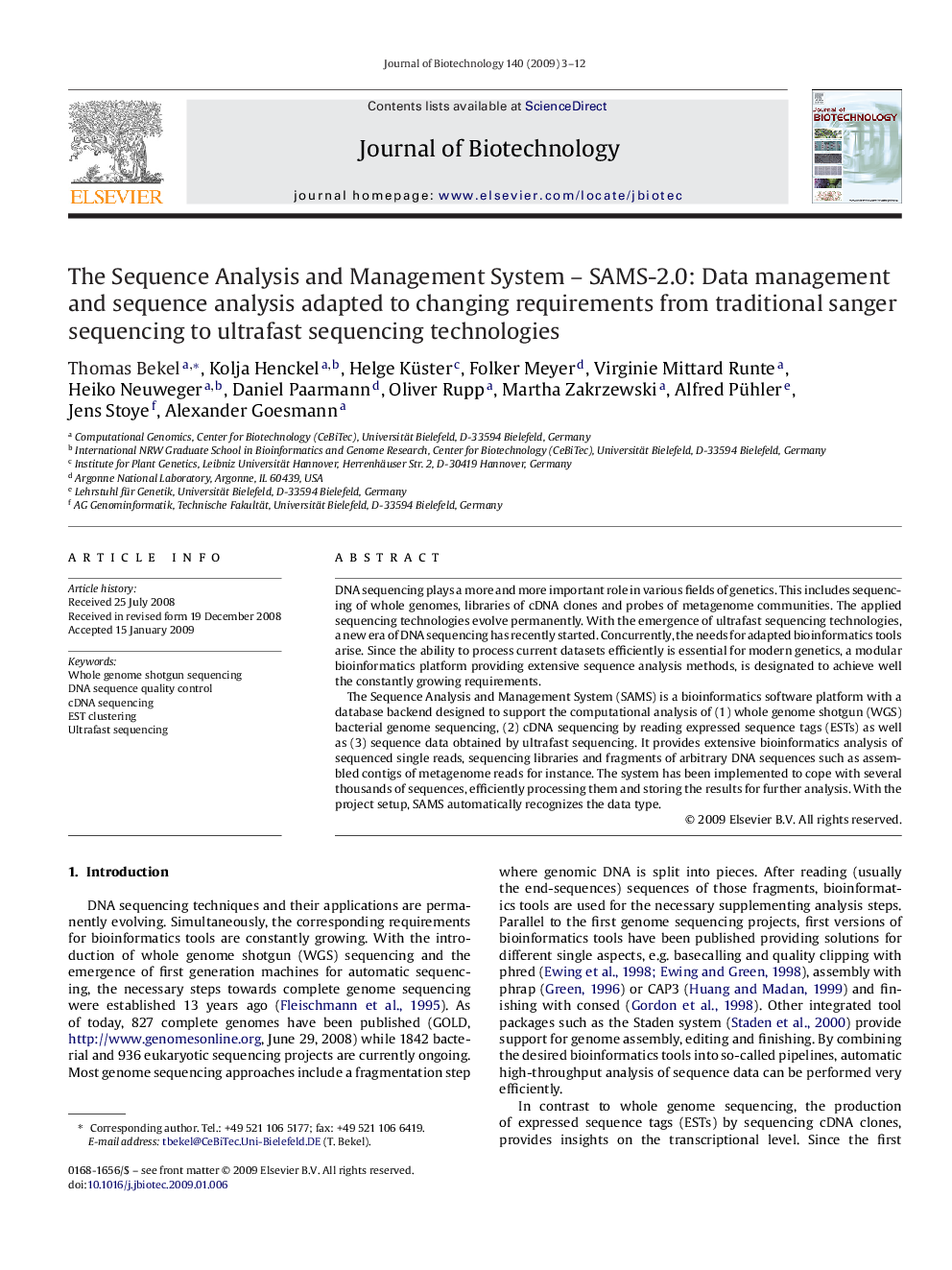 The Sequence Analysis and Management System – SAMS-2.0: Data management and sequence analysis adapted to changing requirements from traditional sanger sequencing to ultrafast sequencing technologies