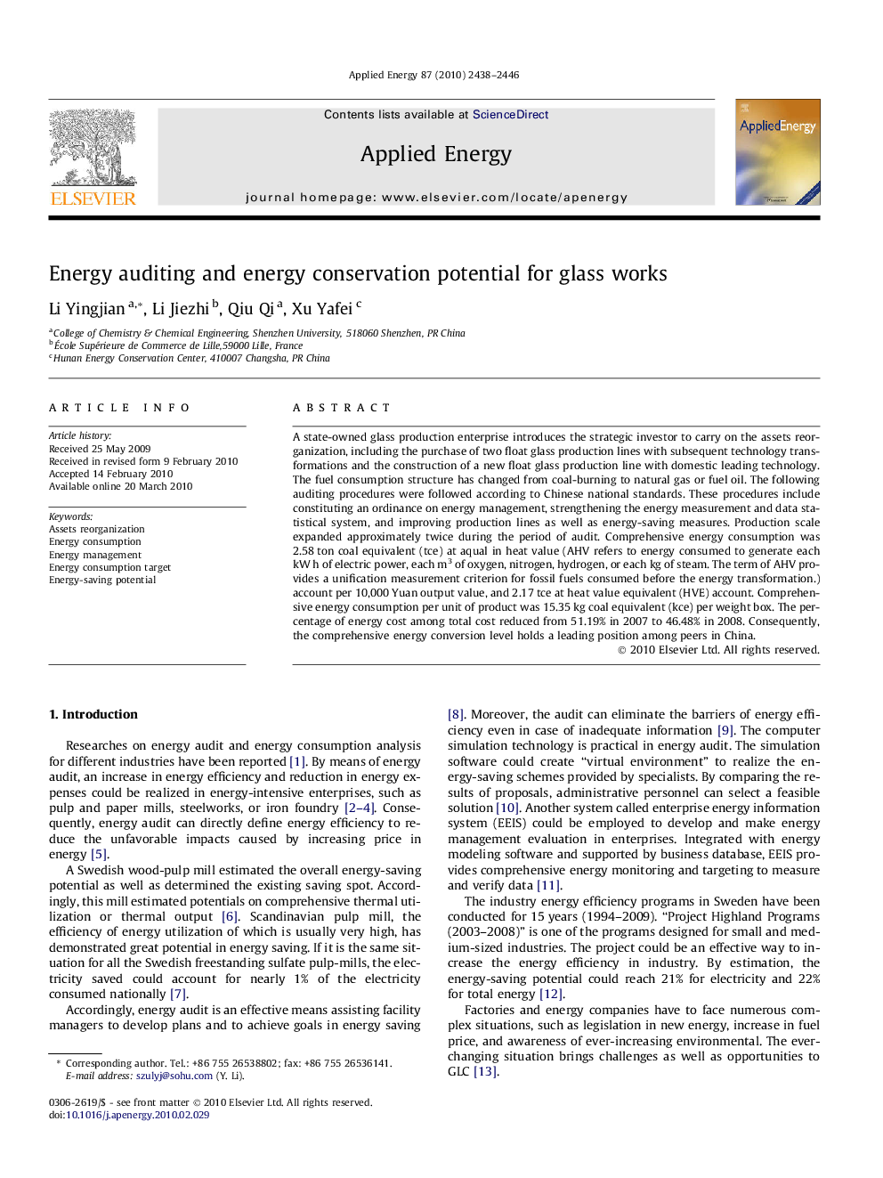 Energy auditing and energy conservation potential for glass works