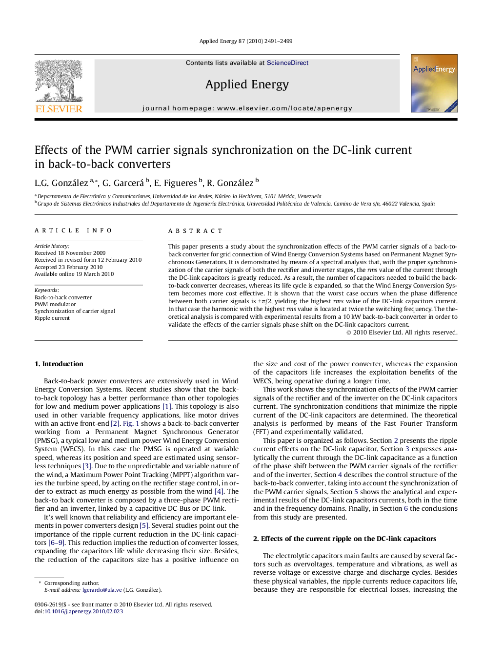 Effects of the PWM carrier signals synchronization on the DC-link current in back-to-back converters