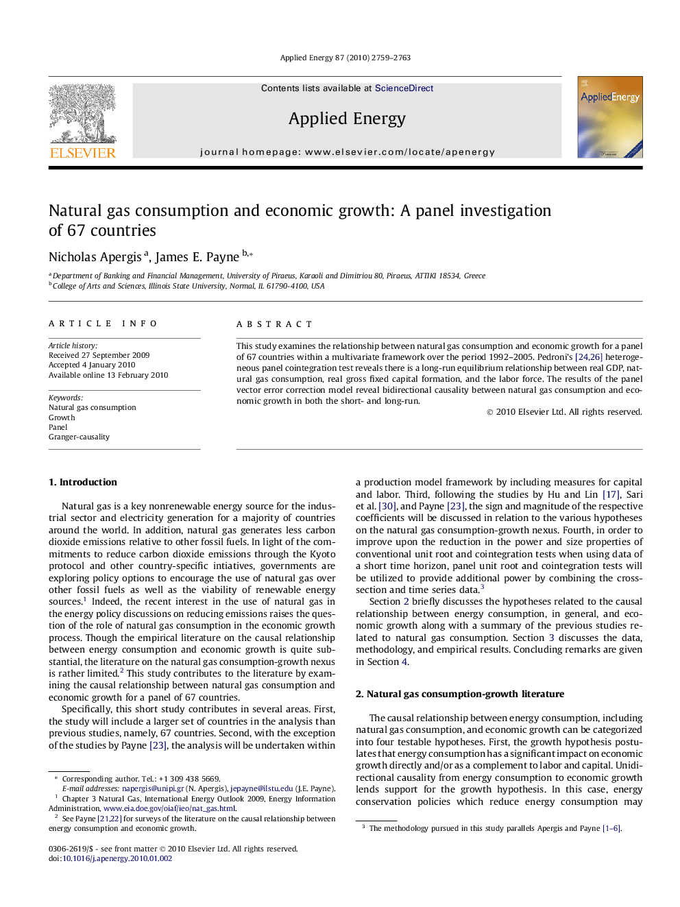 Natural gas consumption and economic growth: A panel investigation of 67 countries