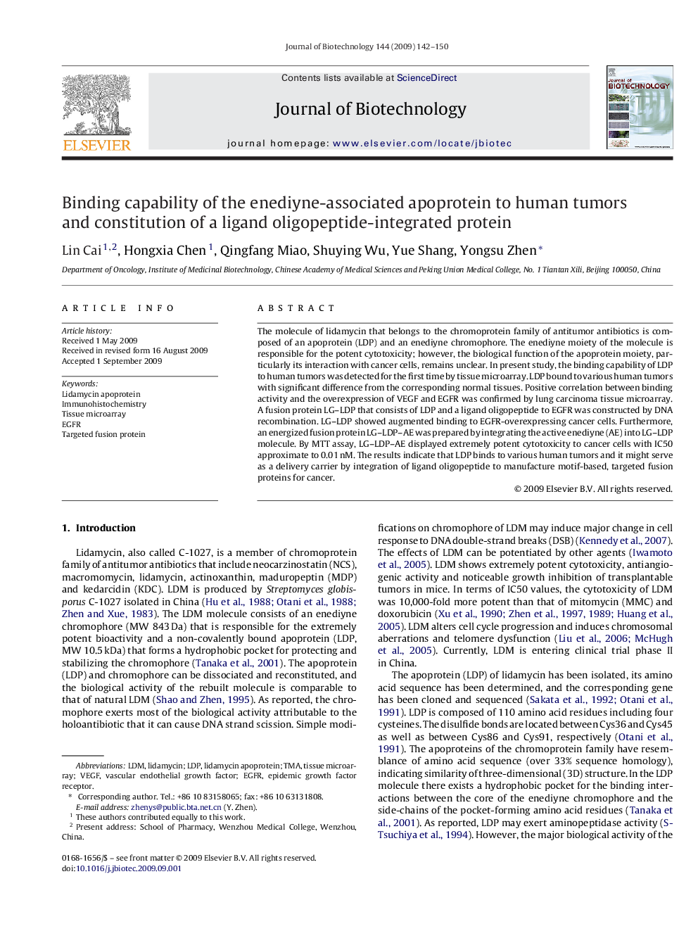 Binding capability of the enediyne-associated apoprotein to human tumors and constitution of a ligand oligopeptide-integrated protein