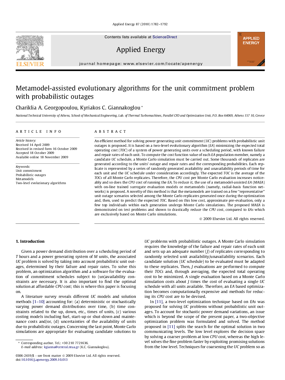 Metamodel-assisted evolutionary algorithms for the unit commitment problem with probabilistic outages