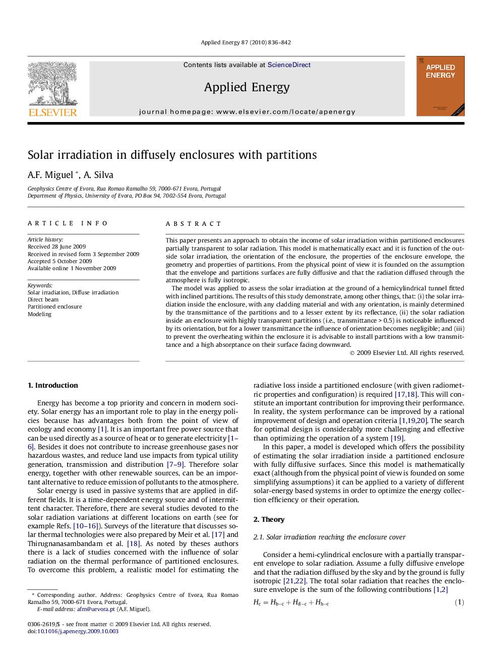 Solar irradiation in diffusely enclosures with partitions