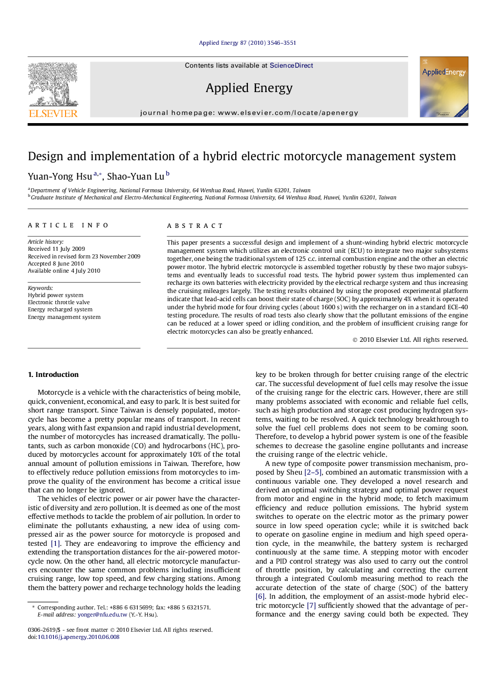 Design and implementation of a hybrid electric motorcycle management system