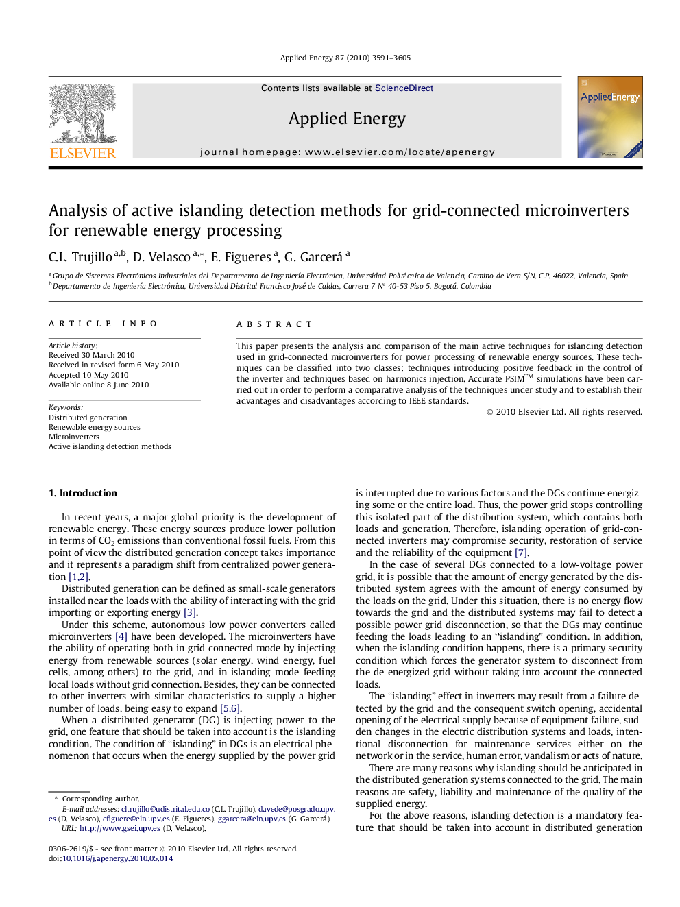 Analysis of active islanding detection methods for grid-connected microinverters for renewable energy processing