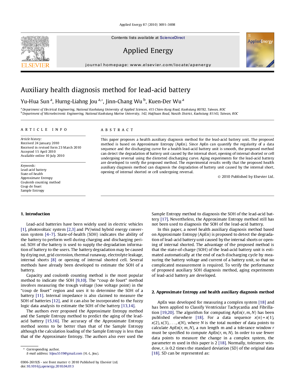 Auxiliary health diagnosis method for lead-acid battery