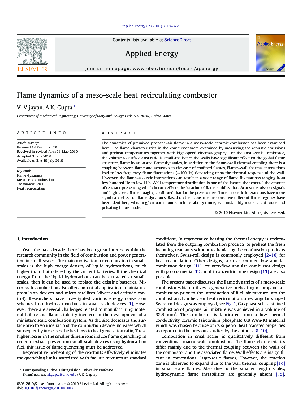 Flame dynamics of a meso-scale heat recirculating combustor