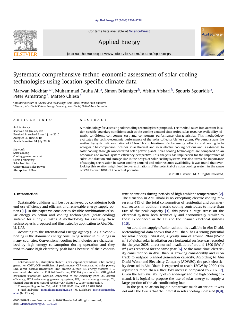 Systematic comprehensive techno-economic assessment of solar cooling technologies using location-specific climate data