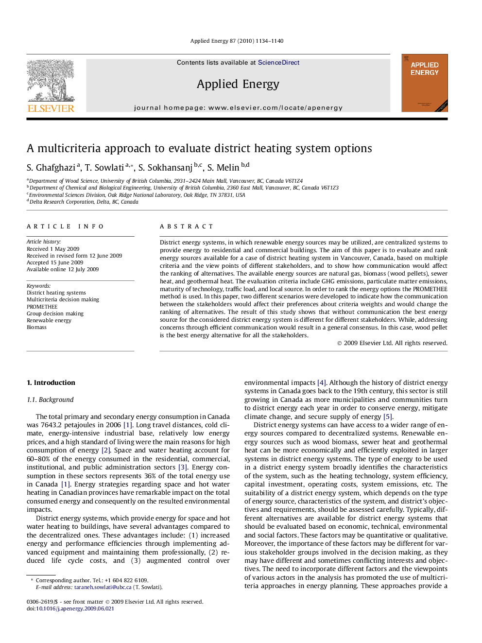 A multicriteria approach to evaluate district heating system options