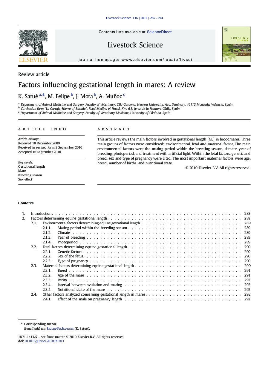 Factors influencing gestational length in mares: A review