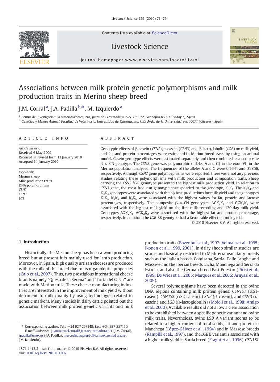 Associations between milk protein genetic polymorphisms and milk production traits in Merino sheep breed