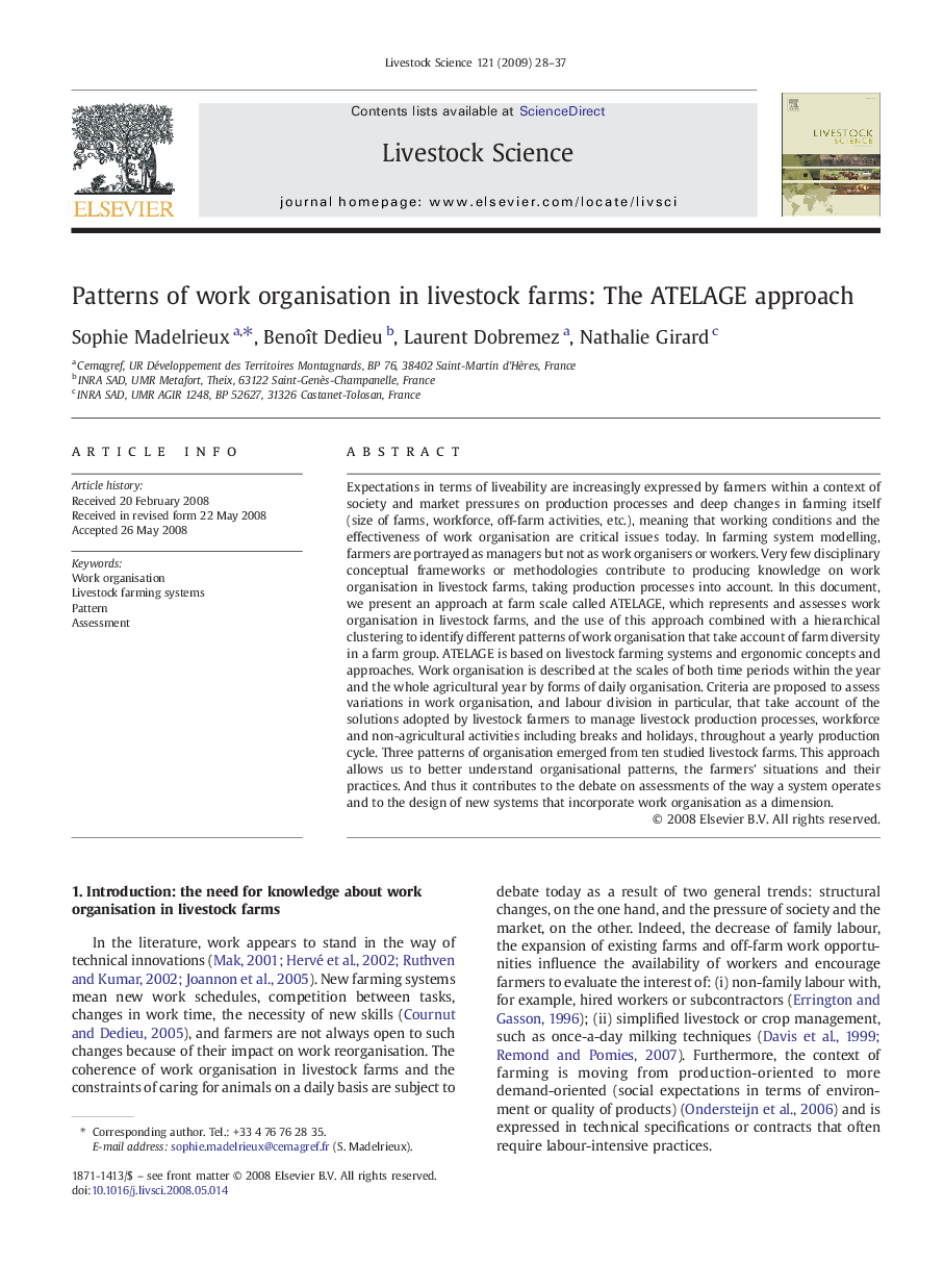 Patterns of work organisation in livestock farms: The ATELAGE approach