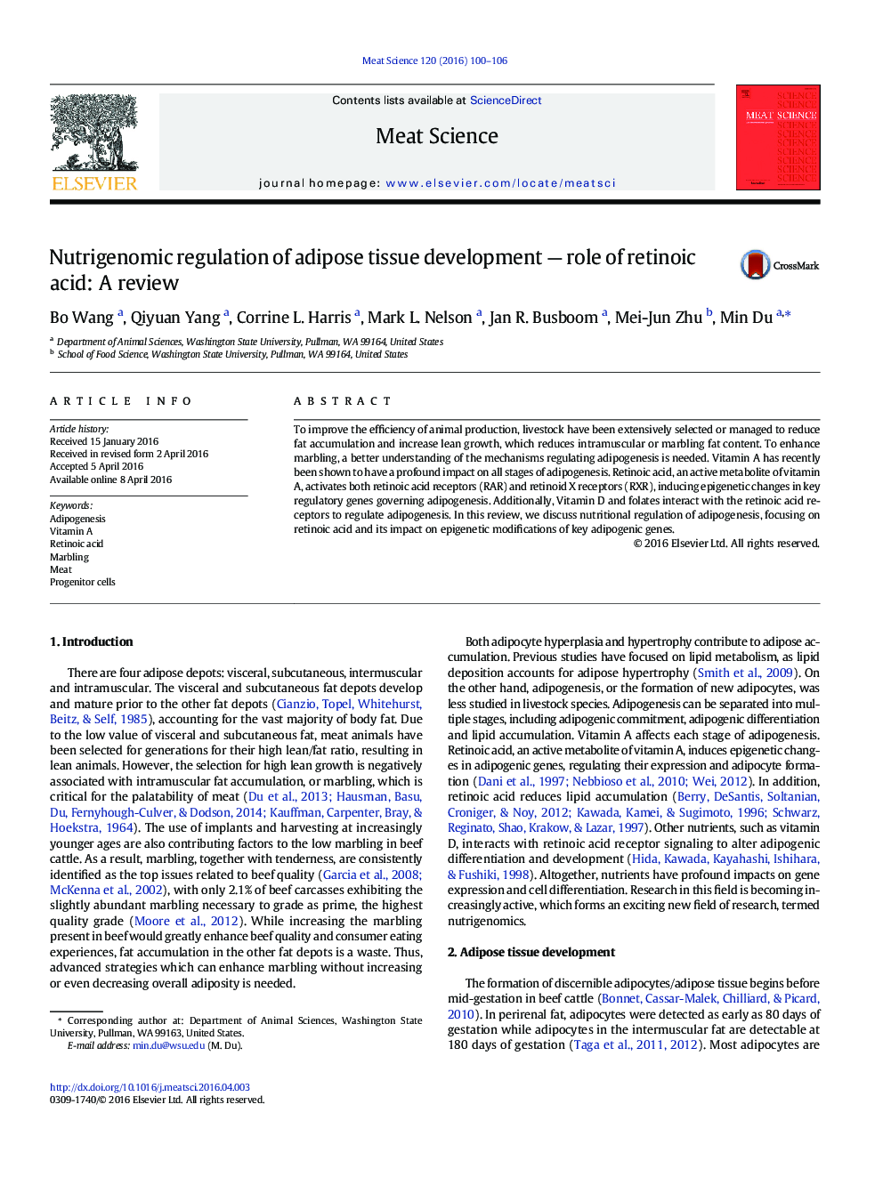 Nutrigenomic regulation of adipose tissue development — role of retinoic acid: A review