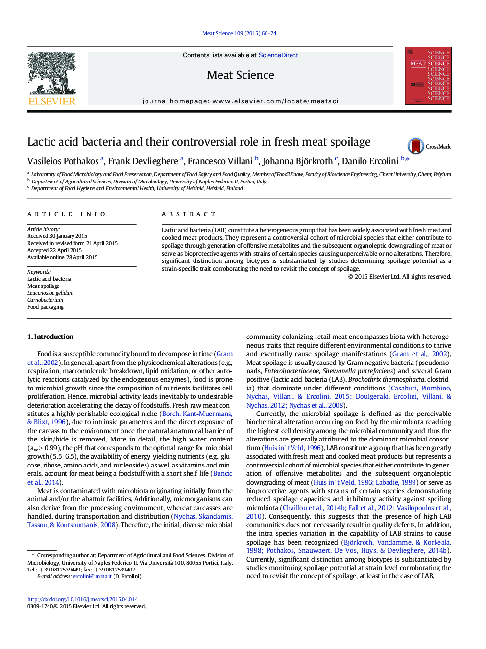 Lactic acid bacteria and their controversial role in fresh meat spoilage