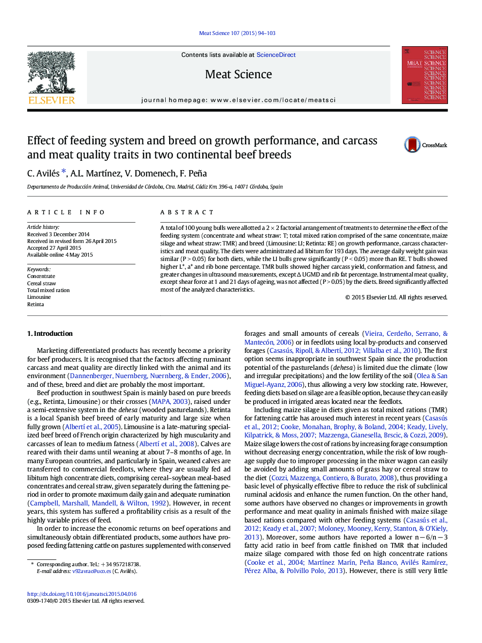 Effect of feeding system and breed on growth performance, and carcass and meat quality traits in two continental beef breeds