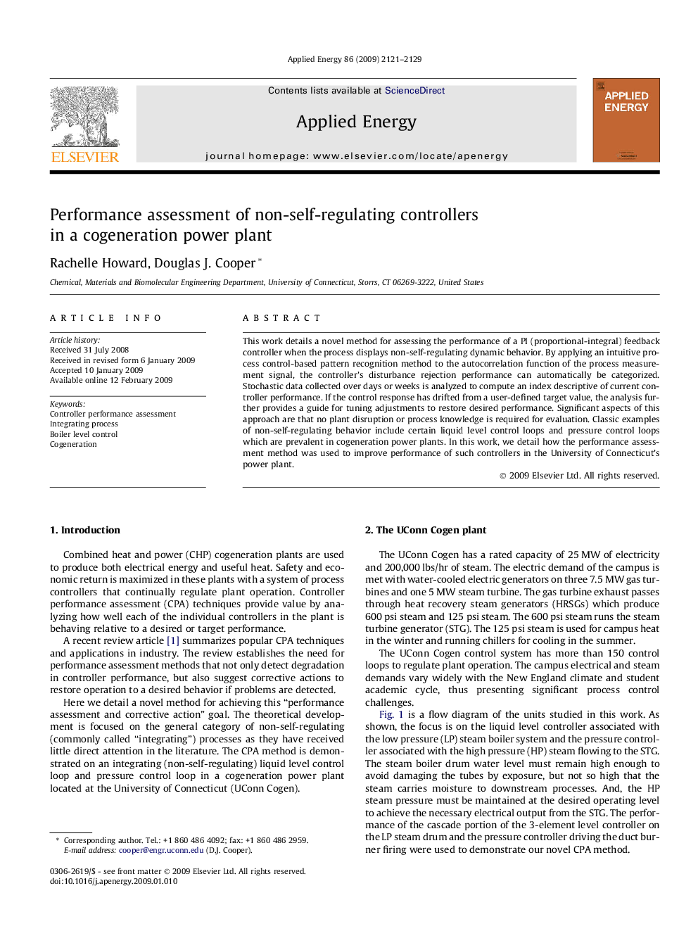 Performance assessment of non-self-regulating controllers in a cogeneration power plant