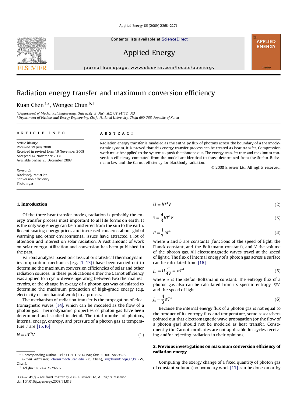 Radiation energy transfer and maximum conversion efficiency