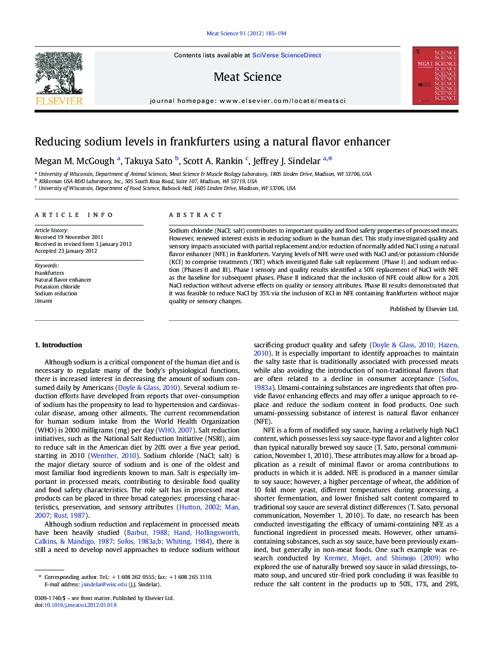 Reducing sodium levels in frankfurters using a natural flavor enhancer