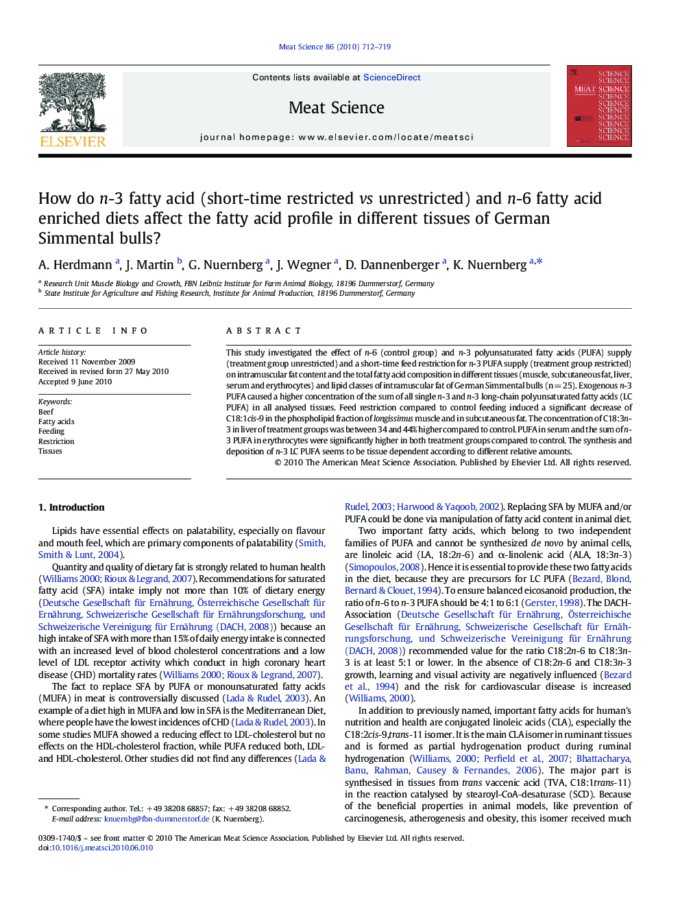 How do n-3 fatty acid (short-time restricted vs unrestricted) and n-6 fatty acid enriched diets affect the fatty acid profile in different tissues of German Simmental bulls?