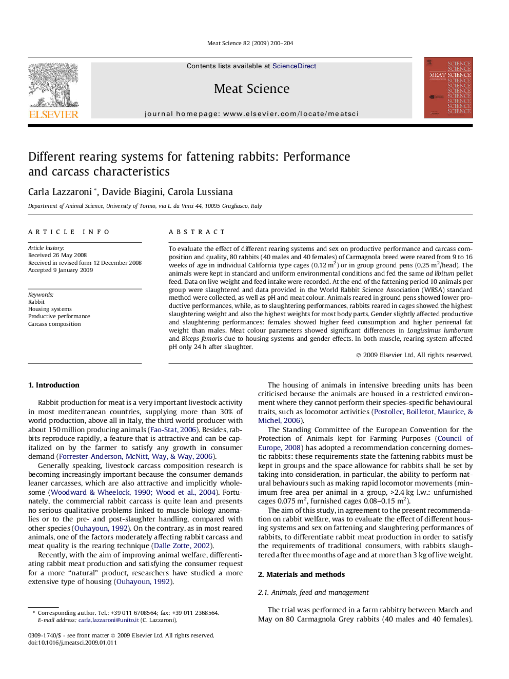 Different rearing systems for fattening rabbits: Performance and carcass characteristics