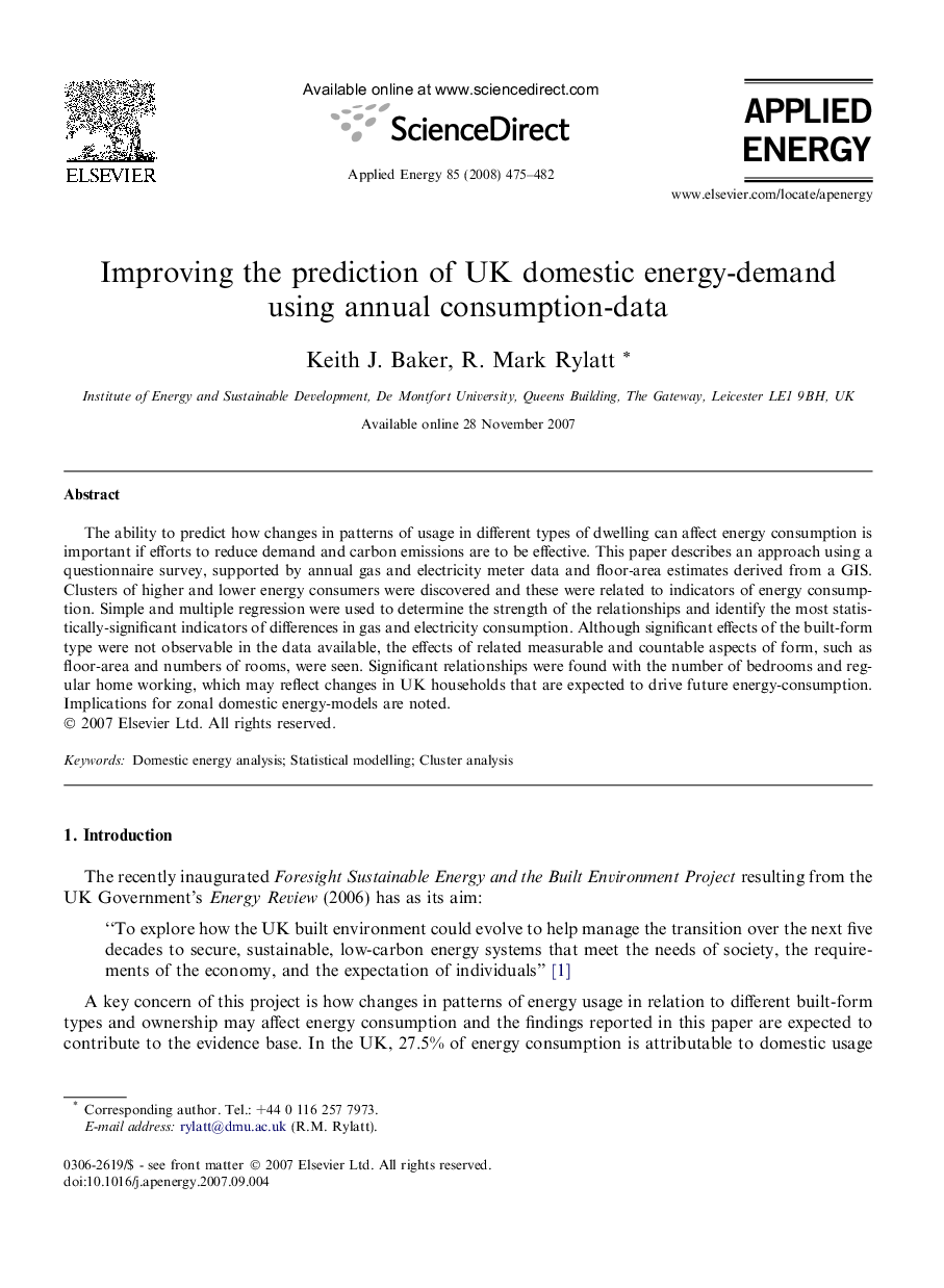 Improving the prediction of UK domestic energy-demand using annual consumption-data