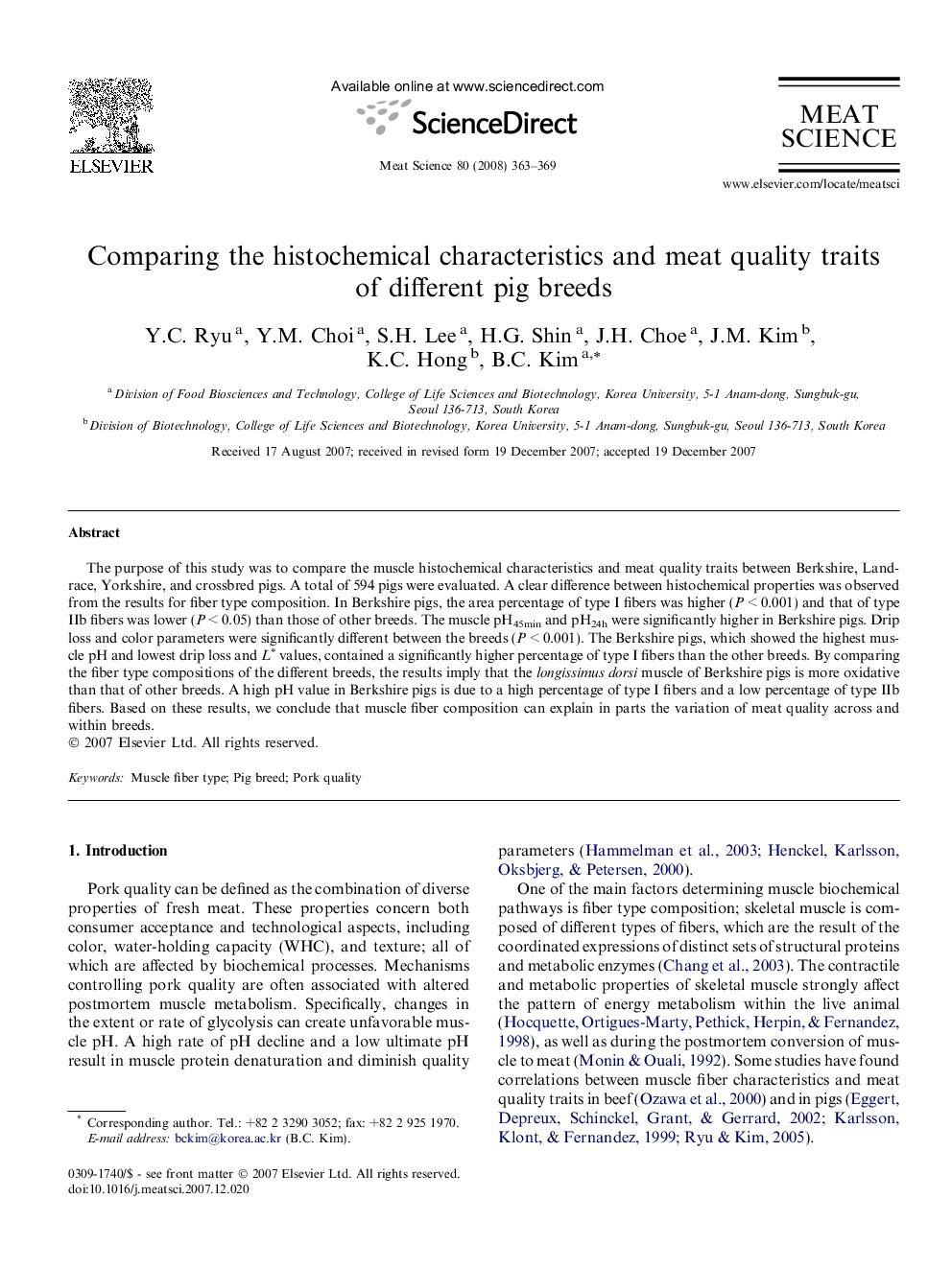 Comparing the histochemical characteristics and meat quality traits of different pig breeds