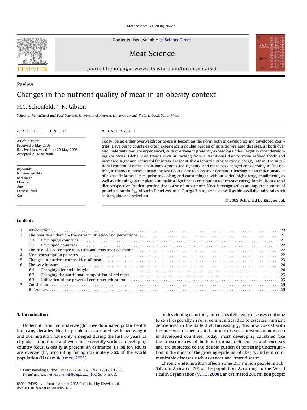 Changes in the nutrient quality of meat in an obesity context