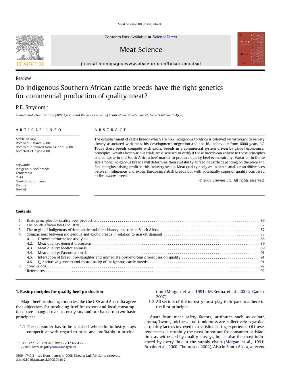 Do indigenous Southern African cattle breeds have the right genetics for commercial production of quality meat?