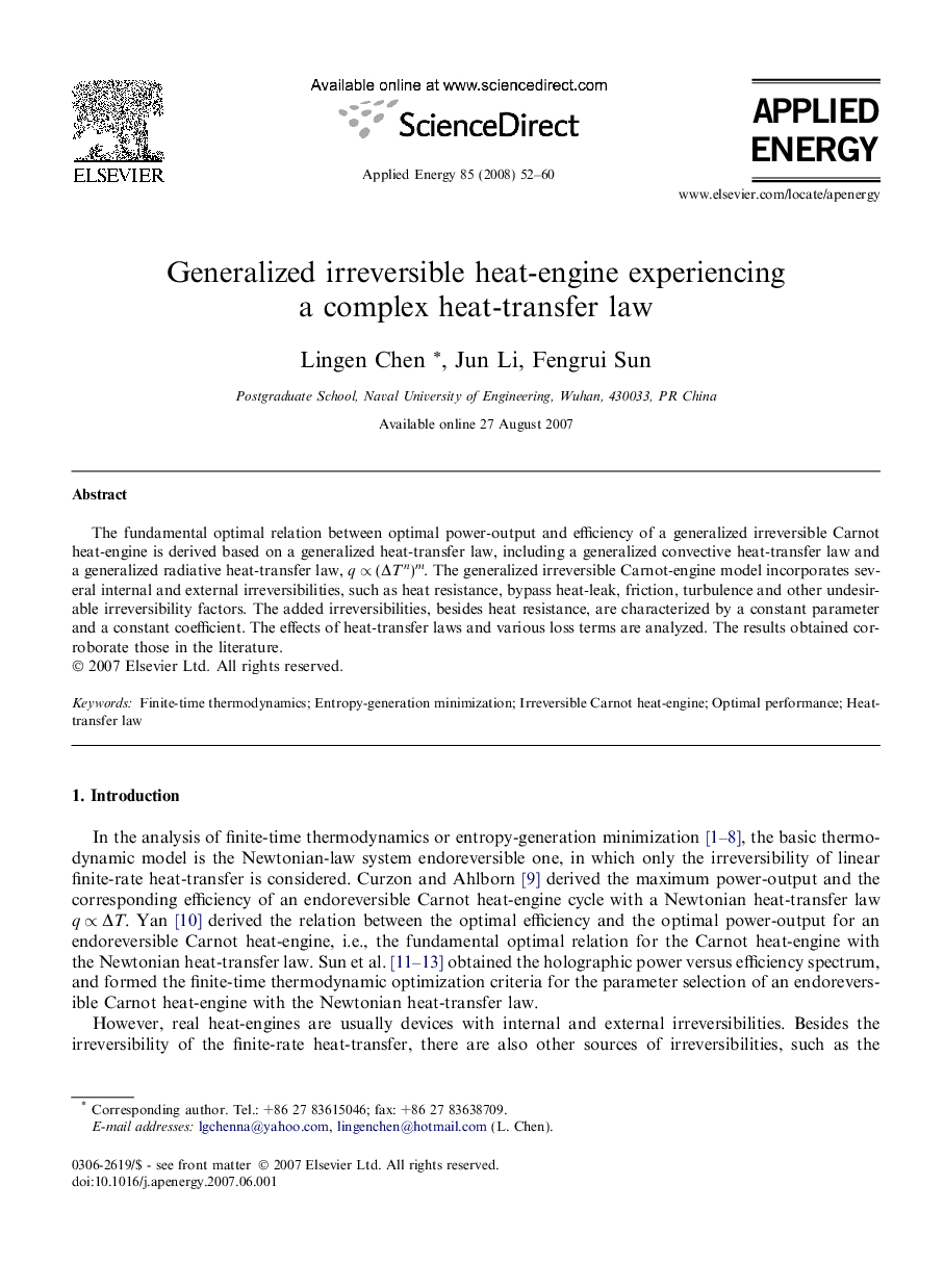 Generalized irreversible heat-engine experiencing a complex heat-transfer law