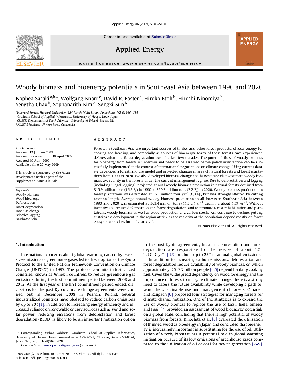 Woody biomass and bioenergy potentials in Southeast Asia between 1990 and 2020