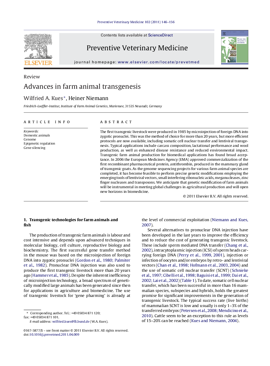 Advances in farm animal transgenesis