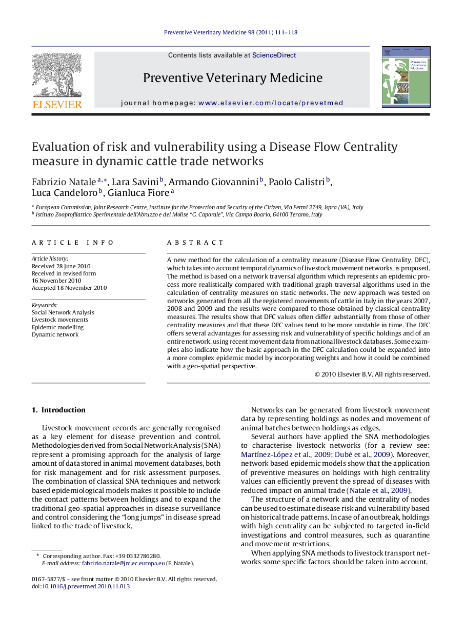 Evaluation of risk and vulnerability using a Disease Flow Centrality measure in dynamic cattle trade networks