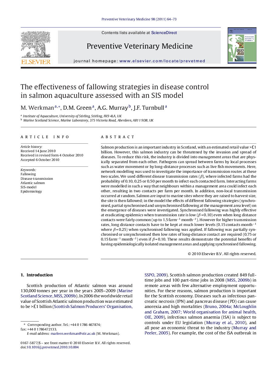 The effectiveness of fallowing strategies in disease control in salmon aquaculture assessed with an SIS model