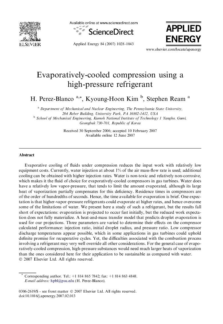 Evaporatively-cooled compression using a high-pressure refrigerant