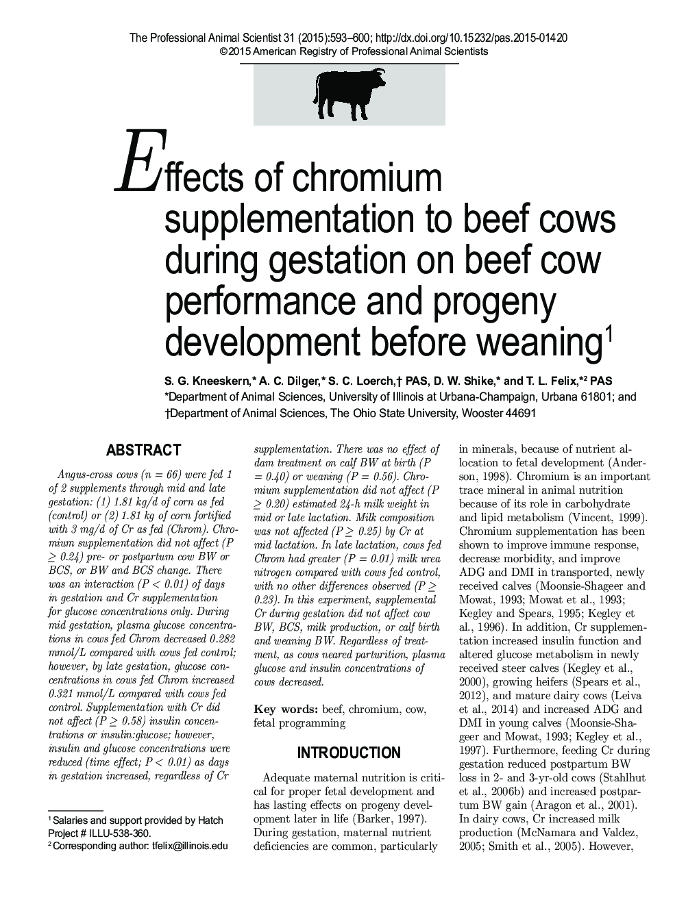 تأثیر مکمل کروم بر گاوهای گوشت گاو در حین بارداری بر عملکرد گوساله و رشد پس از زایش 