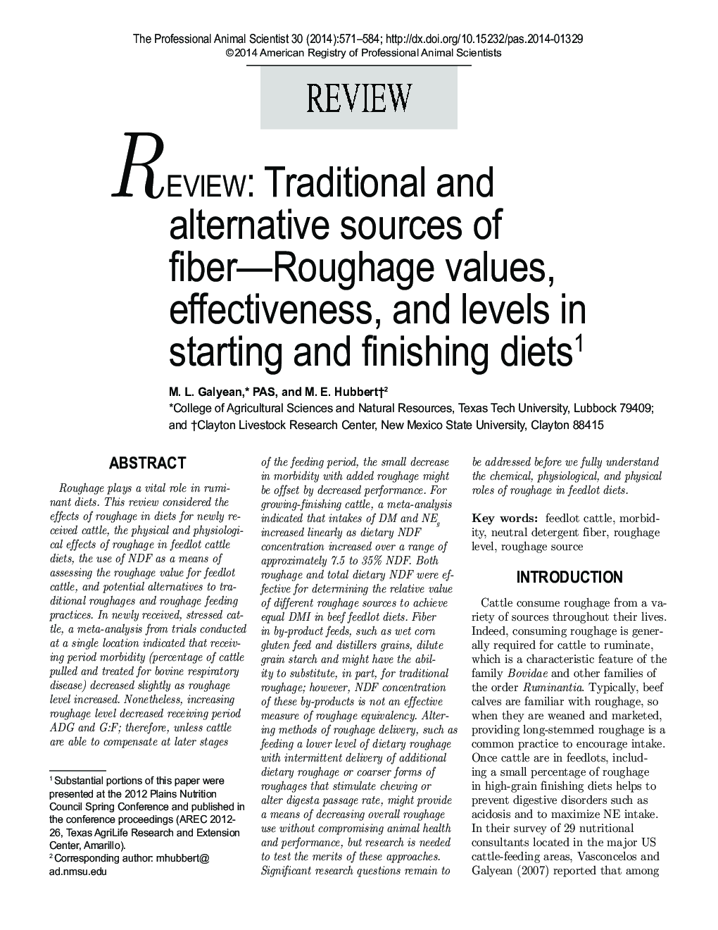 REVIEW: Traditional and alternative sources of fiber-Roughage values, effectiveness, and levels in starting and finishing diets1