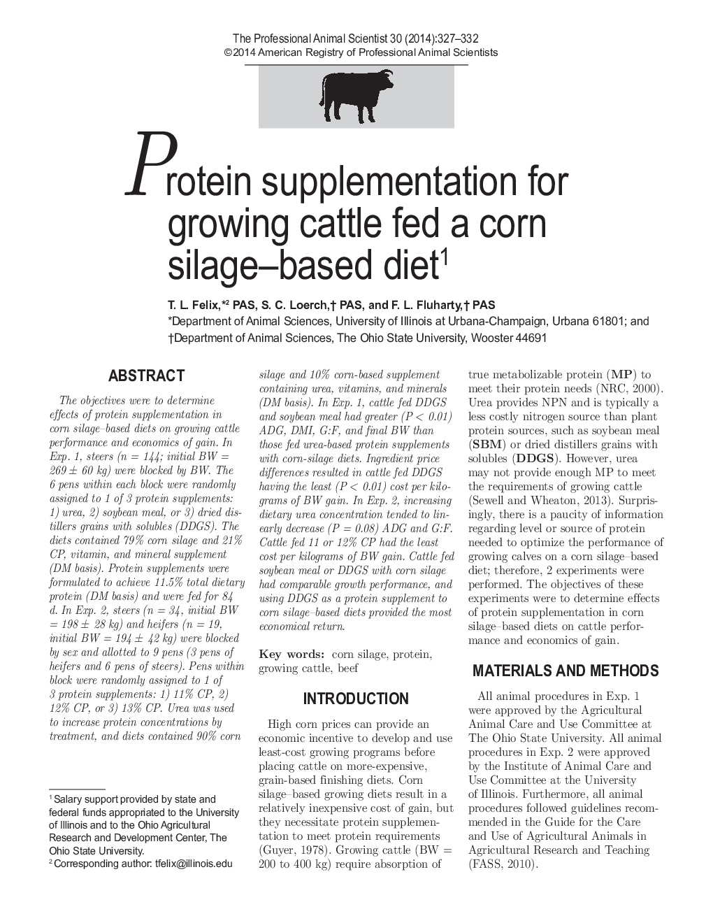 Protein supplementation for growing cattle fed a corn silage-based diet1