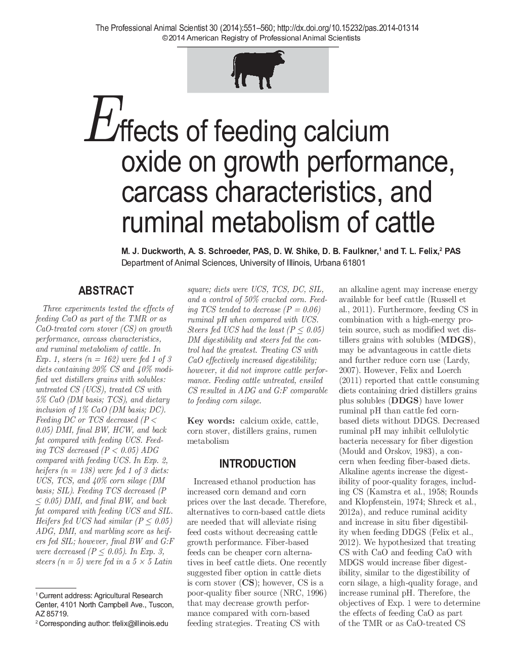 اثر تغذیه اکسید کلسیم بر عملکرد رشد، ویژگی های لاشه و متابولیسم شوری گاو 