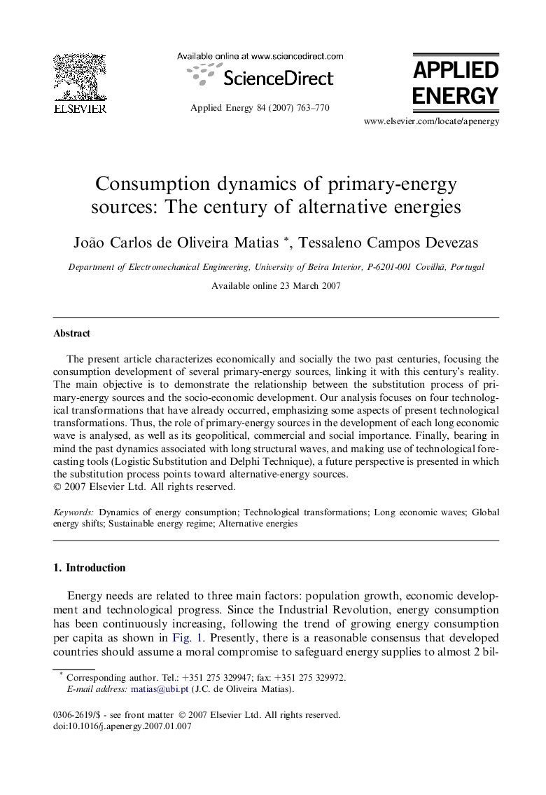 Consumption dynamics of primary-energy sources: The century of alternative energies