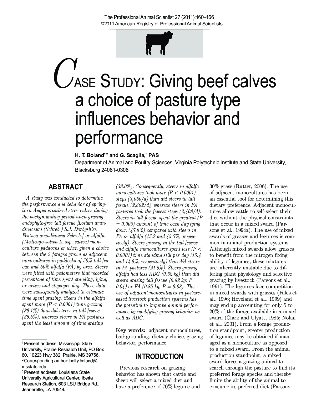 CASE STUDY: Giving beef calves a choice of pasture type influences behavior and performance