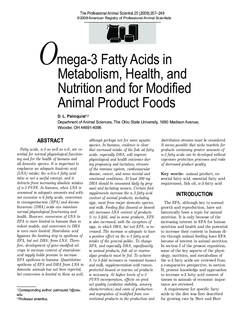 Omega-3 Fatty Acids in Metabolism, Health, and Nutrition and for Modified Animal Product Foods