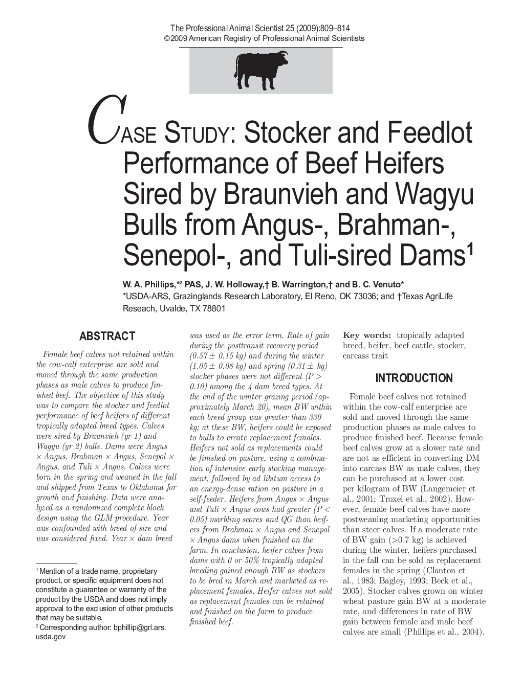 Stocker and Feedlot Performance of Beef Heifers Sired by Braunvieh and Wagyu Bulls from Angus-, Brahman-, Senepol-, and Tuli-sired Dams1