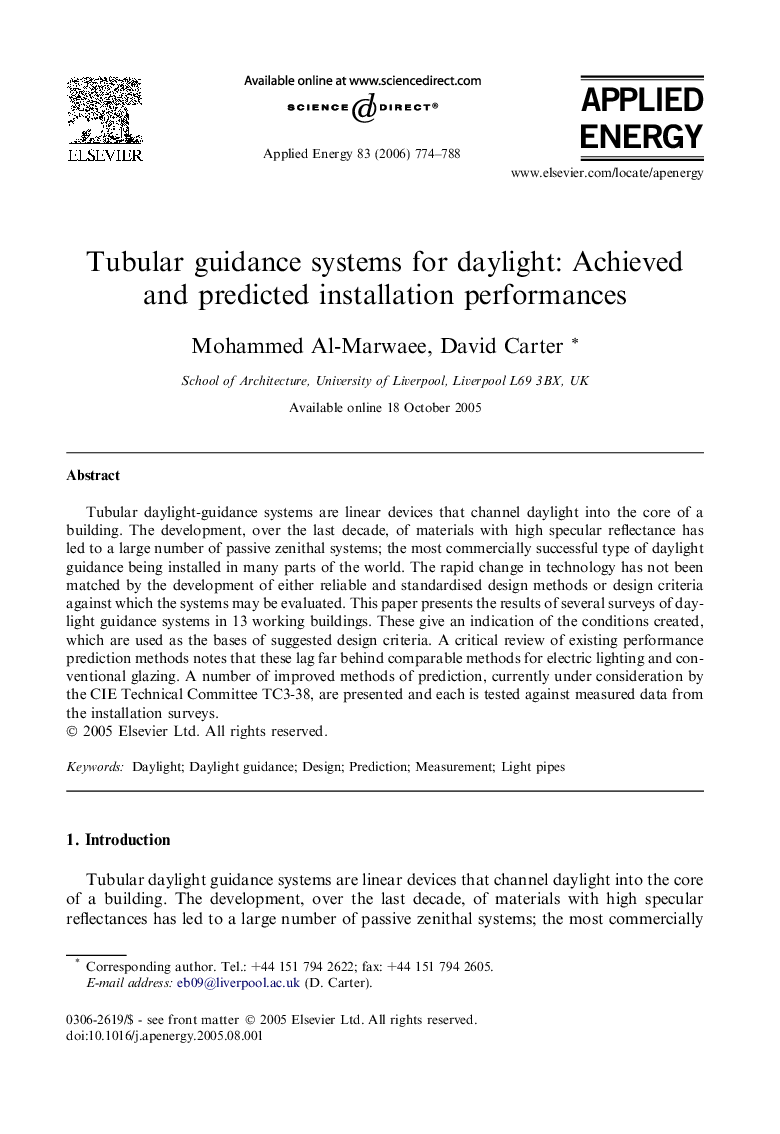 Tubular guidance systems for daylight: Achieved and predicted installation performances