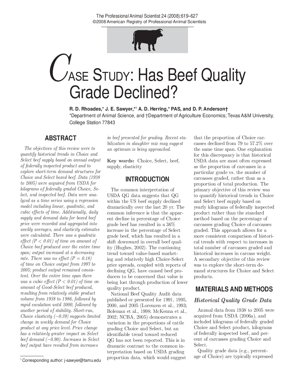 Has Beef Quality Grade Declined?