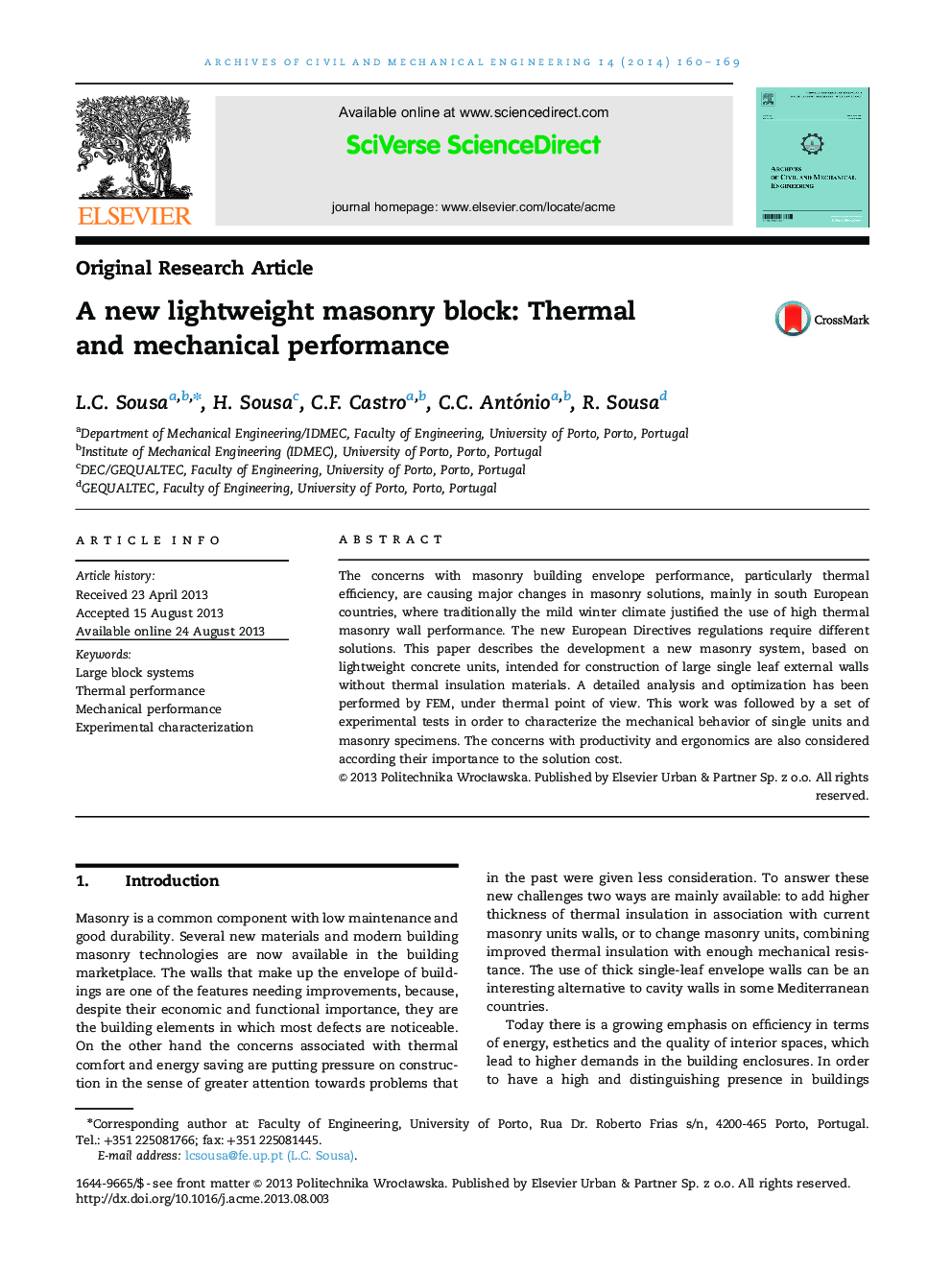 A new lightweight masonry block: Thermal and mechanical performance